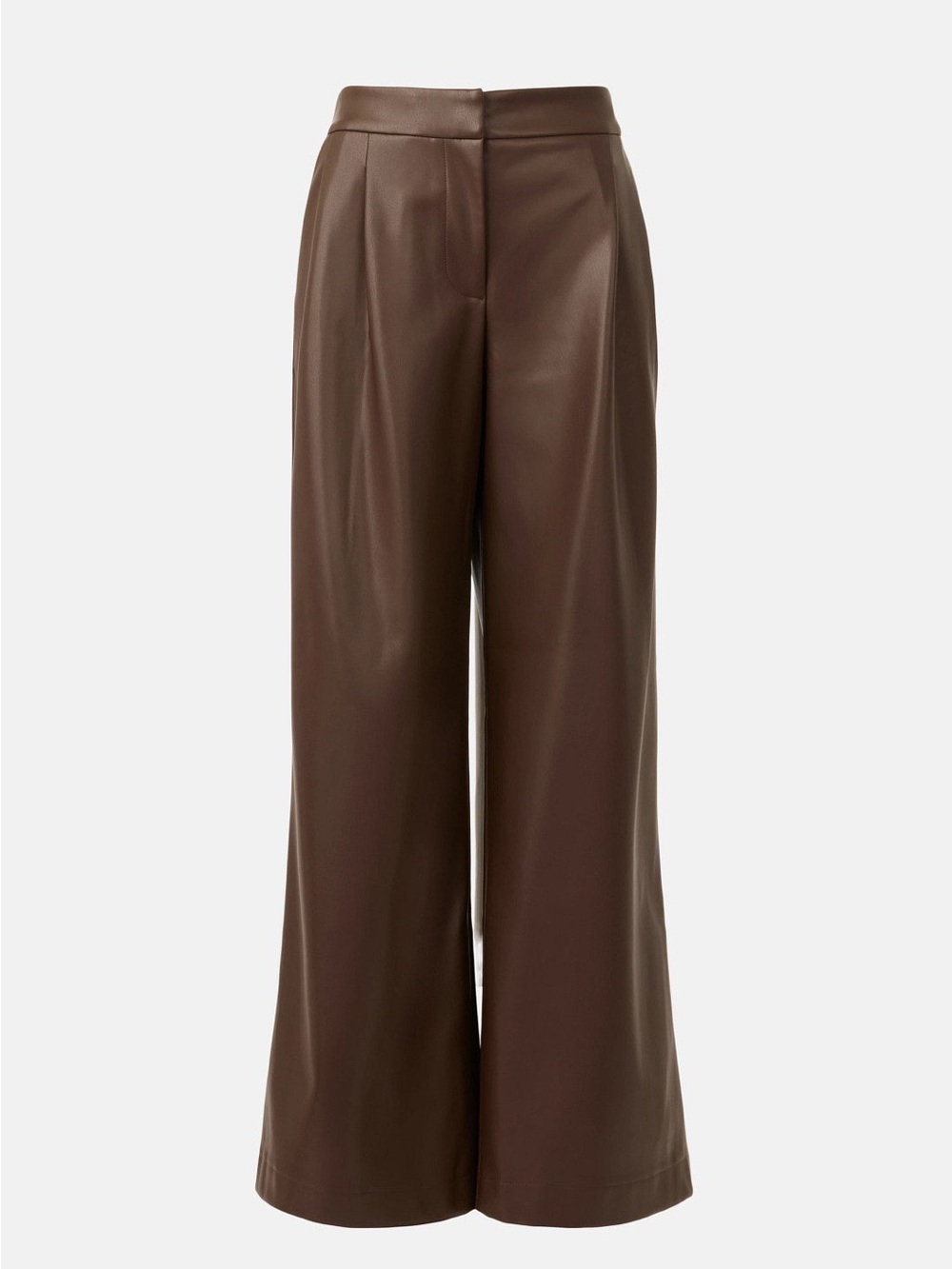 Wide-Leg Faux Leather Pants in Brown